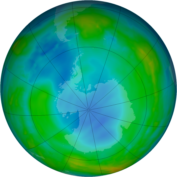 Antarctic ozone map for 17 June 2014